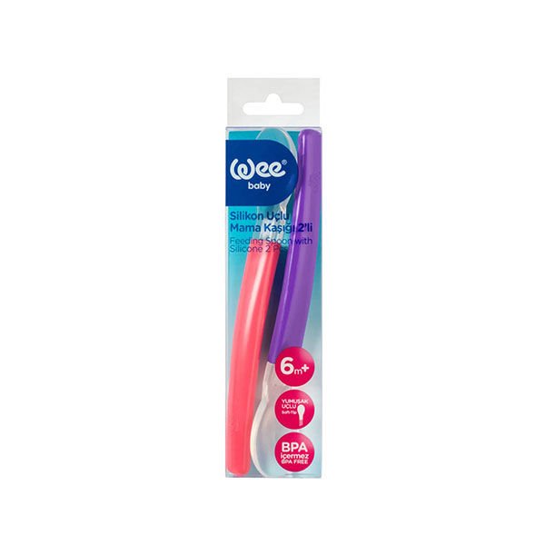 Wee Baby Silikon Uçlu Mama Kaşığı 2'li Mor-Pembe