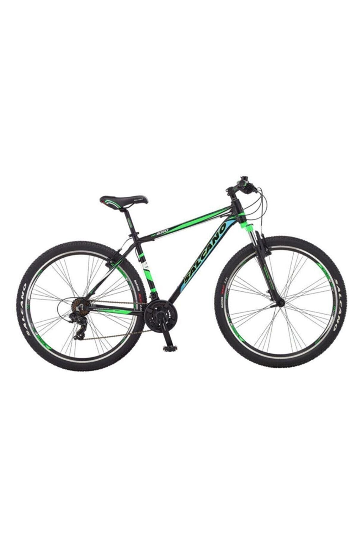 Salcano NG650 29 V 21'' Pabuç Fren 29 Jant (185 cm ve üzeri Boy) 21 Vites Dağ Bisikleti-Mat Antras Yeşil Beyaz