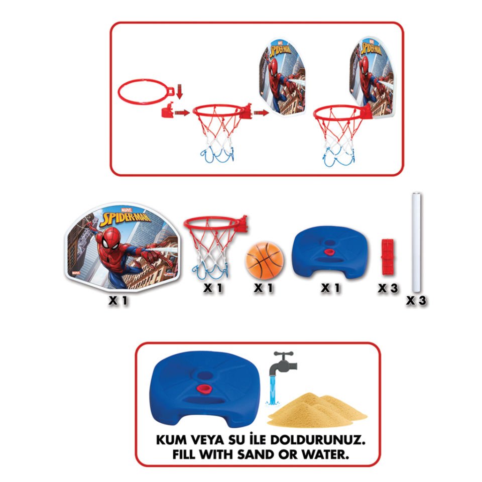 Dede Spiderman Ayaklı Basketbol Set