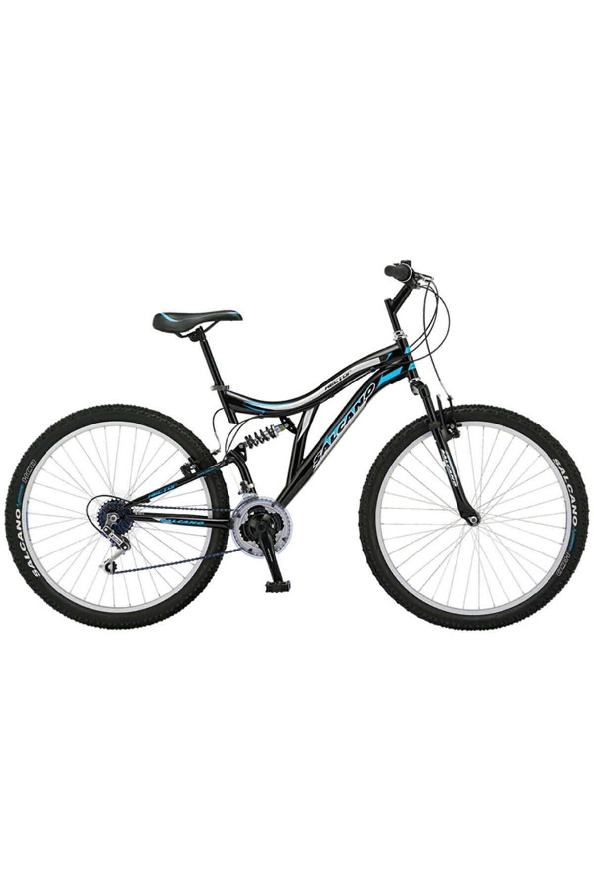 Salcano Hector 24 V 24 Jant (140-155 cm Boy) Papuç Fren 21 Vites Çift Amortisörlü Çocuk Dağ Bisikleti Siyah Mavi Beyaz
