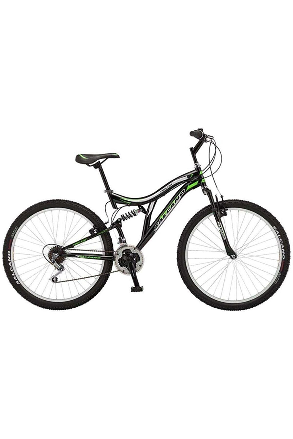 Salcano Hector 26 V 26 Jant (155-170 cm Boy) Pabuç Fren 21 Vites Çift Amortisörlü Dağ Bisikleti-Siyah Yeşil Beyaz