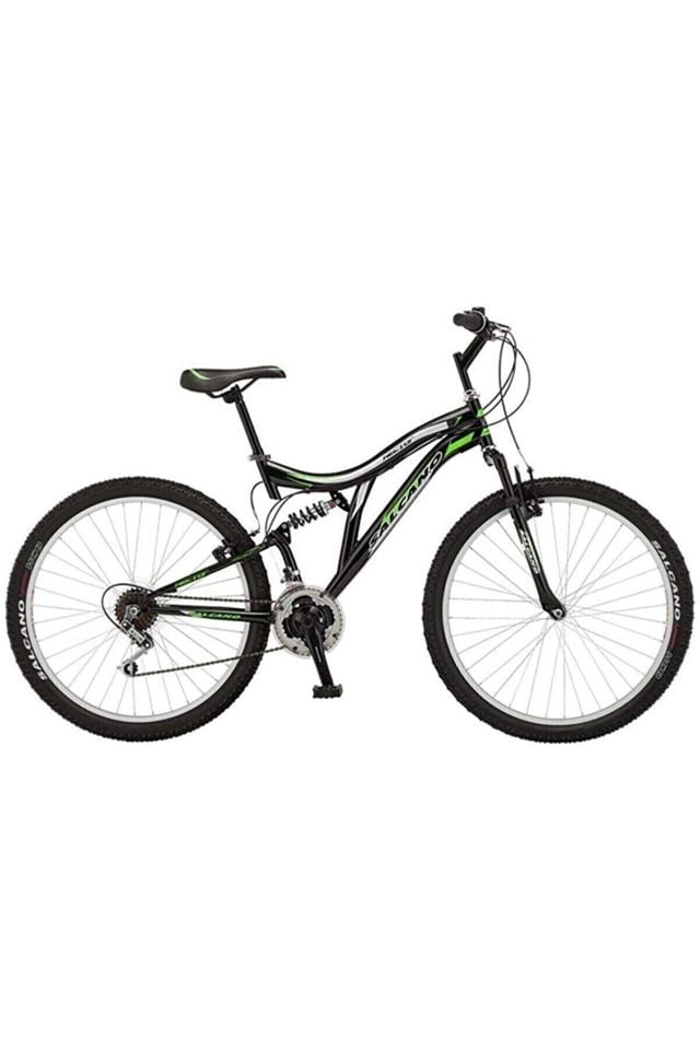 Salcano Hector 26 V 26 Jant (155-170 cm Boy) Pabuç Fren 21 Vites Çift Amortisörlü Dağ Bisikleti-Siyah Yeşil Beyaz