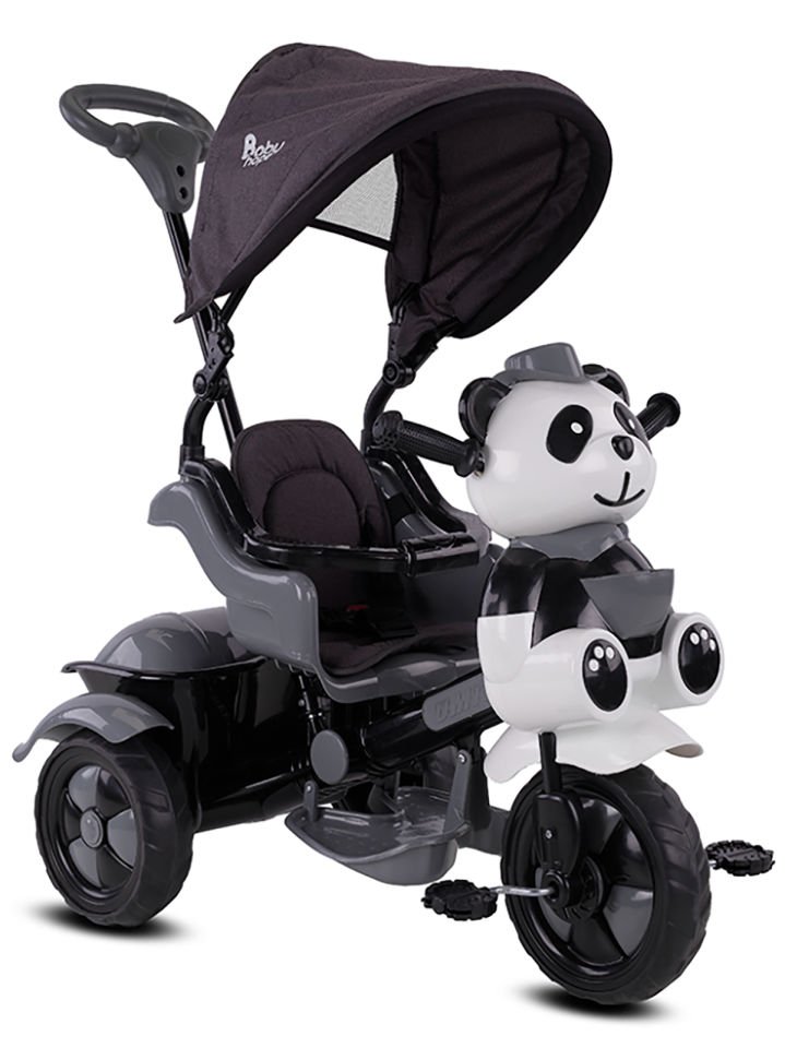 Baby Hope 127 Little Panda Ebeveyn Kontrollü İtmeli Üç Teker Çocuk Bisikleti-Gri