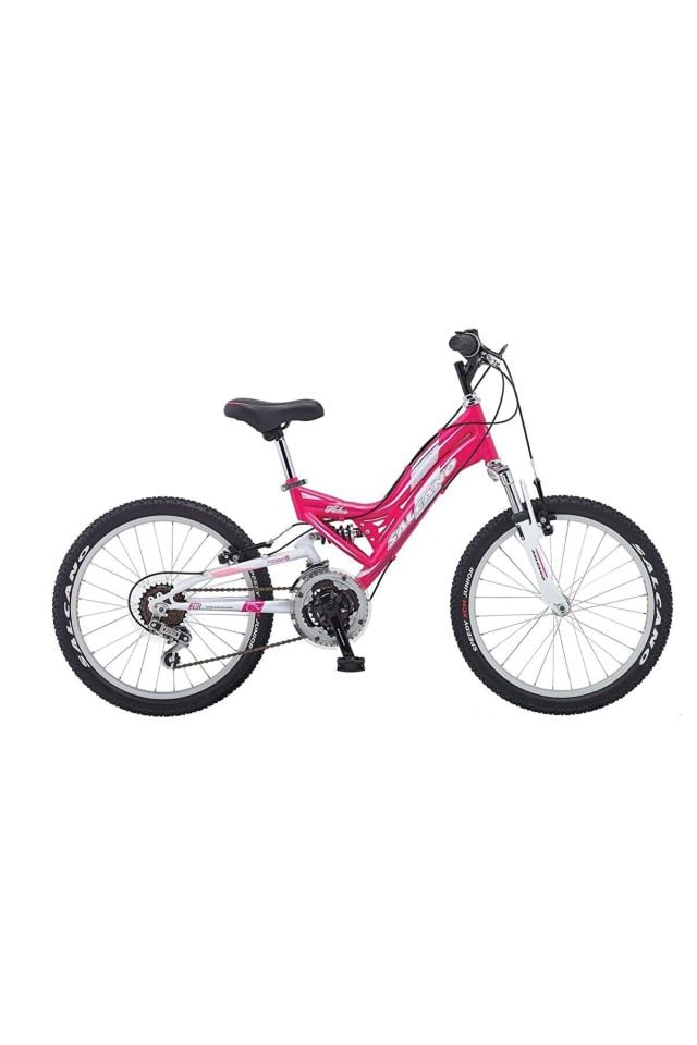 Salcano Helen 20 Jant (120-135 cm Boy) Çift Amortisörlü 18 Vites Kız Çocuk Dağ Bisikleti-Pembe Beyaz Beyaz