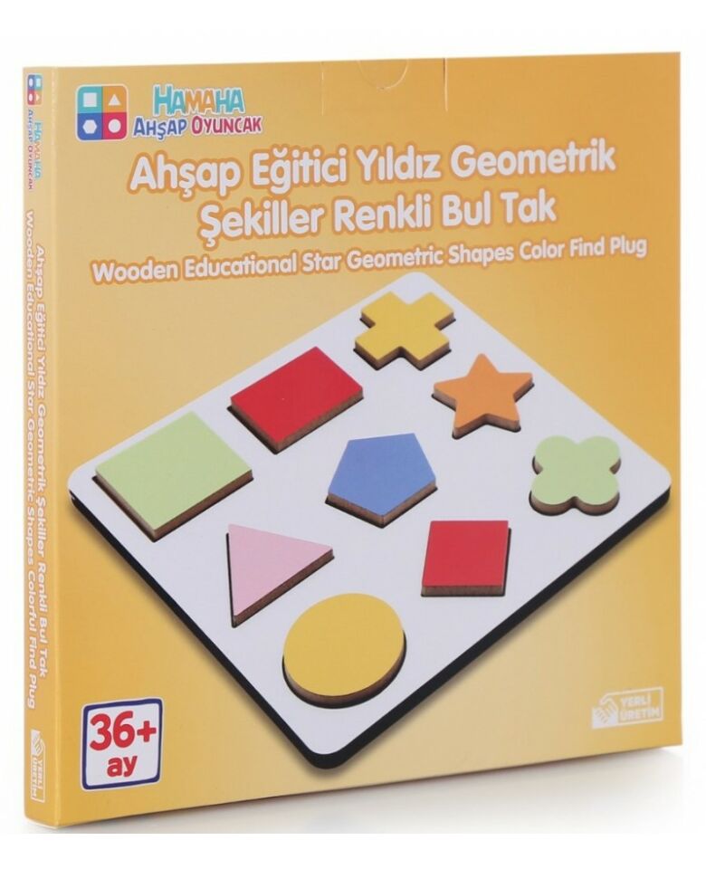 Hamaha HMH-086 Ahşap Eğitici Geometrik Şekiller Renkli