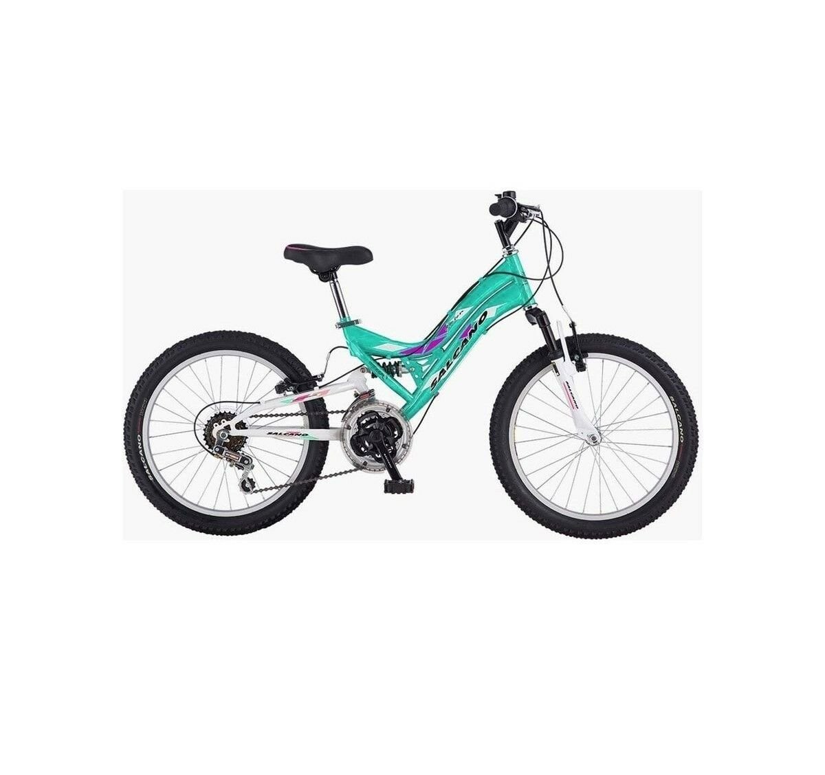 Salcano Helen 20 Jant (120-135 cm Boy) Çift Amortisörlü 18 Vites Kız Çocuk Dağ Bisikleti-Mat Turkuaz Beyaz Mor