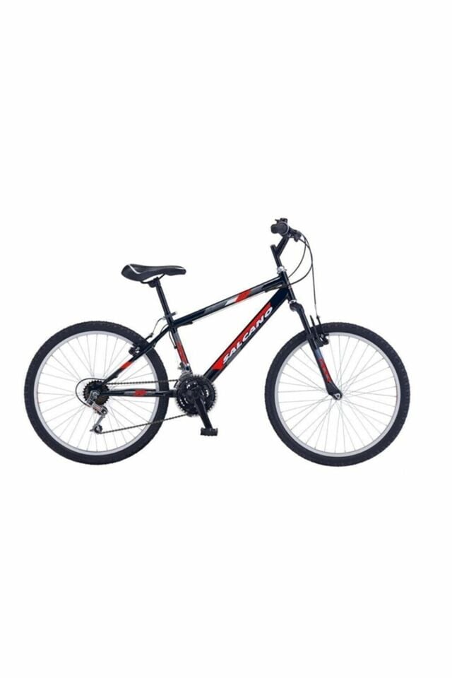 Salcano Sole 24 V 24 Jant (140-155 cm Boy) Pabuç Fren 21 Vites Çocuk Dağ Bisikleti-Siyah Kırmızı Koyu Gri