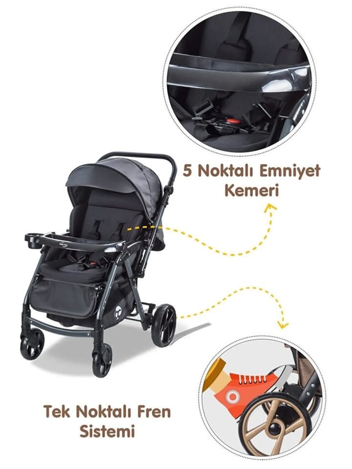 Babycare Combo Maxi Pro Çift Yönlü Bebek Arabası Siyah